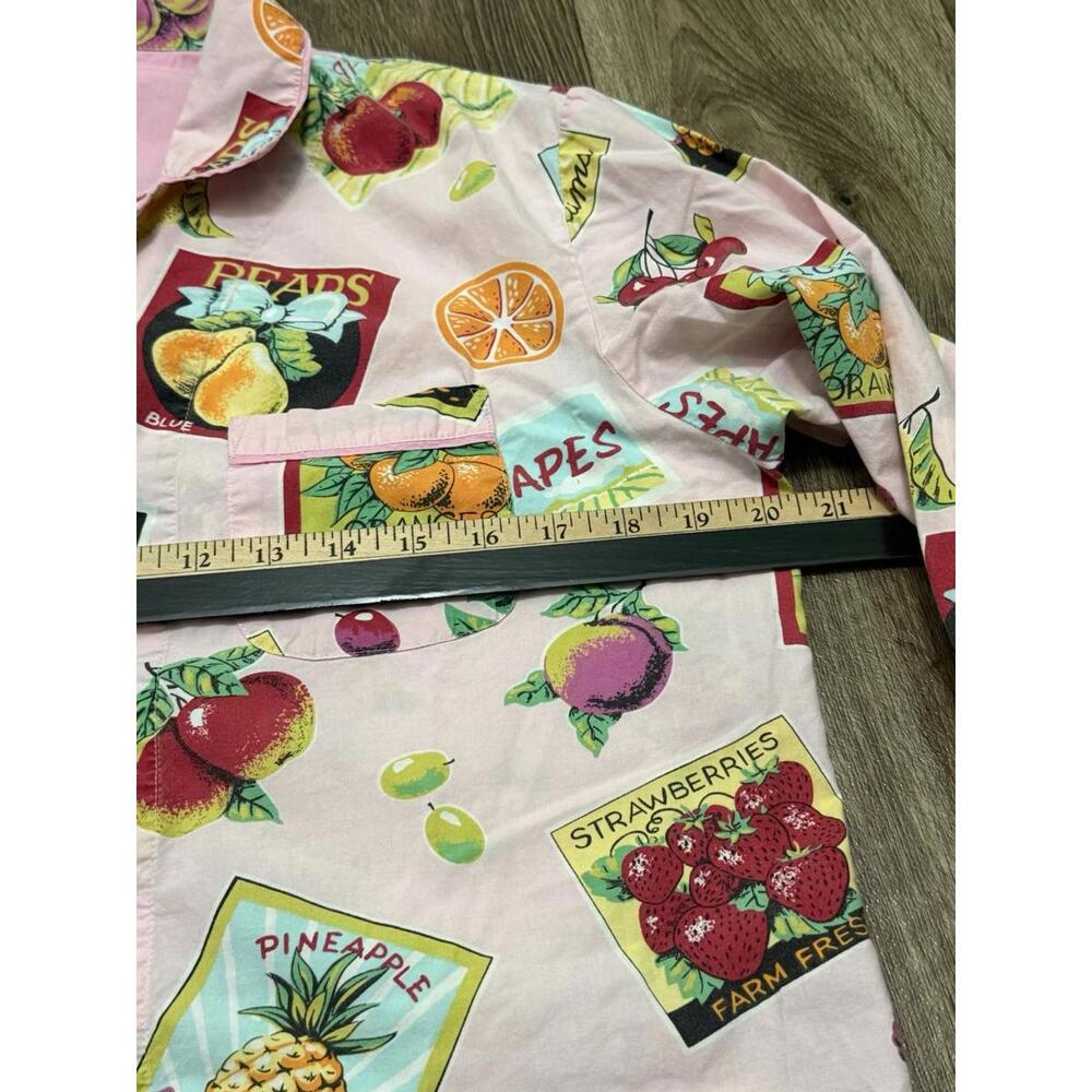Nick & Nora Women Medium Cotton Pajama Top Shirt Fruit Print Button Up Sleepwear - Picture 6 of 9
